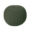 REDEARTH Round Hand Knitted Pouf - Foot Stool Bean Bag Ottoman - Cord Boho Pouffe - Poof Accent Beanbag Footrest for Living Room - Bedroom - Patio - Lounge (19.5"x19.5"x14") - Olive view 1
