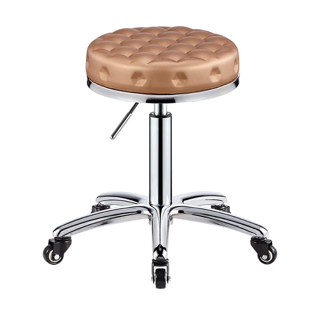 XZSBDXHH Round Rolling Stool Chair PU Leather Height Adjustable 41-56cm Swivel 360 Drafting Work SPA Shop Salon Stools with Wheels for Bar Office Massage Stools Task Chairs