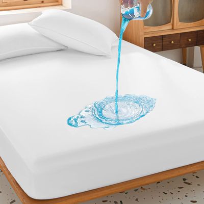 2 Pack Cal King Waterproof Mattress Protector Deep Pocket Mattress Cover, Soft Breathable Mattress Pad, Fitted Noiseless Waterproof Bed Cover Stretch to 25"