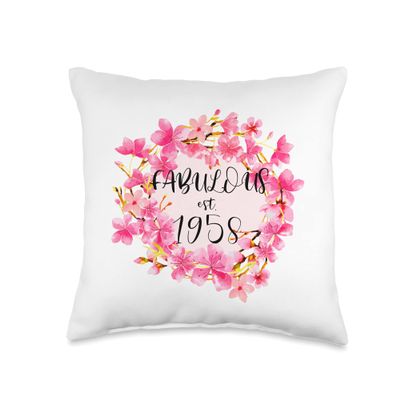 Women 64 Year Old Fabulous Since 1958 Happy 64th Birthday Throw Pillow
