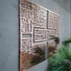 Shiny Metal 4 Qul and Basmala, Large Metal Islamic Wall Art, Kufi Islamic Wall Art, Muslim Home Decoration, Quran Wall Art, Arabic Calligraphy, Muslim Wedding Gift (27.5x27.5 inches, Both Shiny Copper) view 4