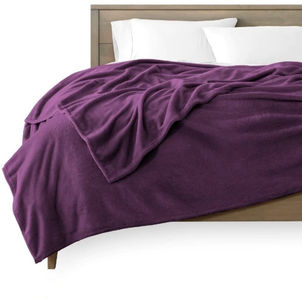 1pc Plum Purple Fleece Blanket Twin-Twin XL Size All Season Modern Shabby Chic Bedding Appealing Reversible Woven Silky Smooth Texture Design Perfect Wrinkle Free Anti-Pilling Luxurious-Warmth Piece