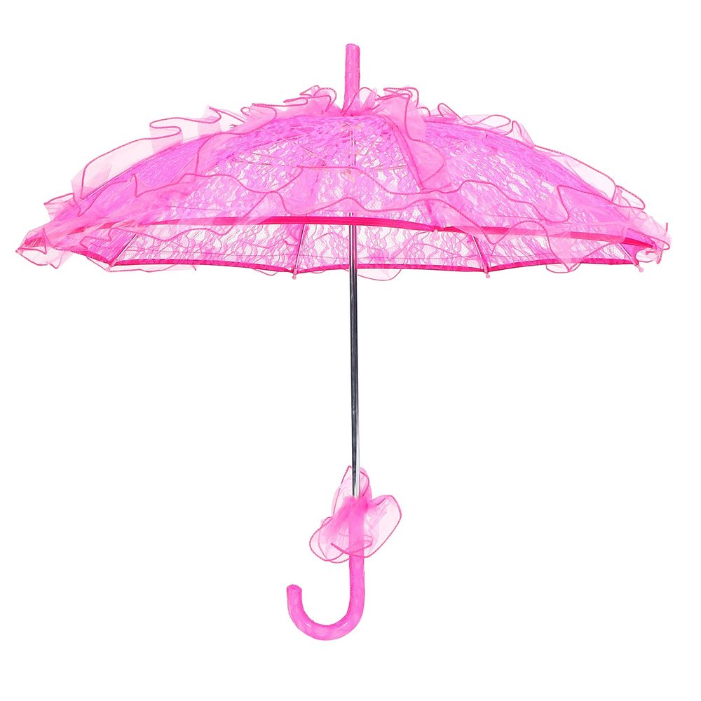 Lace Parasol, Wedding Umbrella Decorative Umbrella Handicraft Lace Umbrella 22.2x22.2in for Weddings, Party Decorations, Concerts (Rose red)