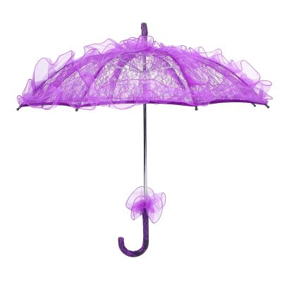 Lace Parasol, Wedding Umbrella Decorative Umbrella Handicraft Lace Umbrella 22.2x22.2in for Weddings, Party Decorations, Concerts (Purple)
