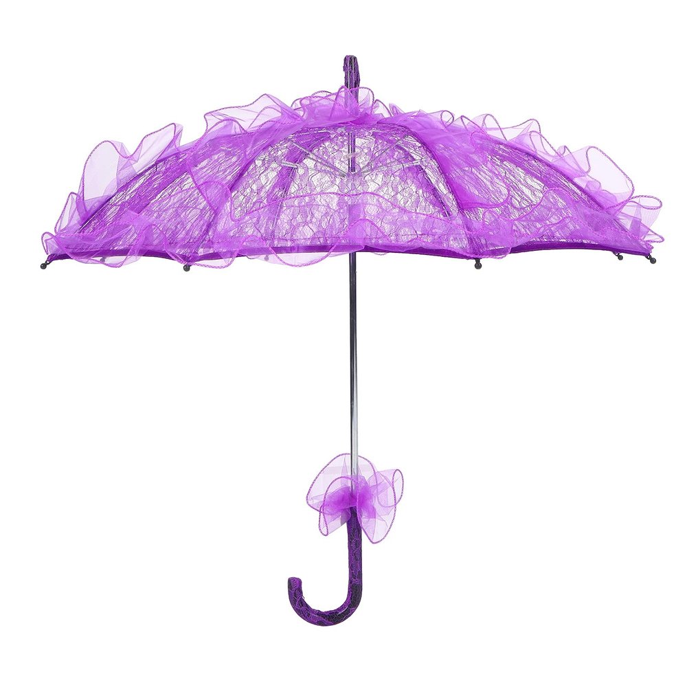Lace Parasol, Wedding Umbrella Decorative Umbrella Handicraft Lace Umbrella 22.2x22.2in for Weddings, Party Decorations, Concerts (Purple)