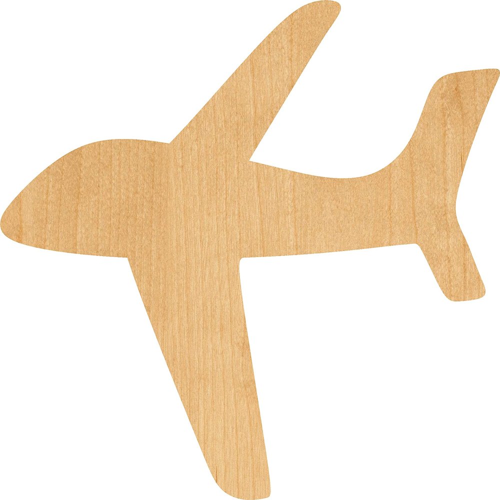 Airplane 1 Laser Cut Out Wood Shape Craft Supply - Woodcraft Cutout (24", 1/4" Thickness)
