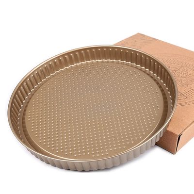 lobake 10.5 inches Curly Edge Golden Round Shape Nonstick Carbon Steel Pizza Pan Pie Tray Mold Cheese Tin Kitchen DIY Oven Bakeware