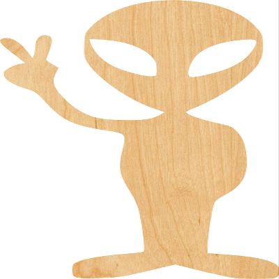 Alien 1 Laser Cut Out Wood Shape Craft Supply - Woodcraft Cutout (26", 1/8" Thickness)