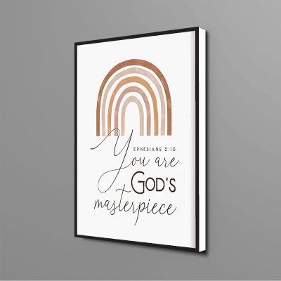 TOMIJA NASA WALL ART, country bathroom bedroom decor for girls, You are Gods masterpiece Ephesians 2 10 Printable Rainbow Bible Verse Scripture Art (2), white9, 12x18 inch, (30X45CM)Framed