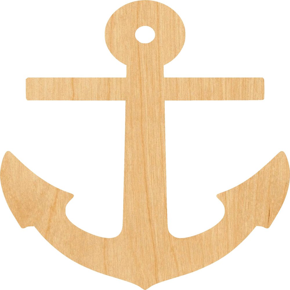 Anchor 2 Laser Cut Out Wood Shape Craft Supply - Woodcraft Cutout (18", 1/4" Thickness)