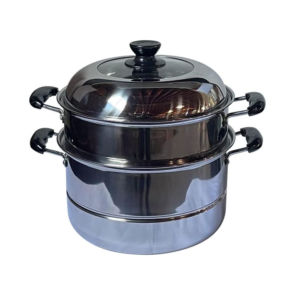 10.2"/26cm 2-Tier Stainless Steel Steam Pots Steaming Vegetable, Dumpling, Stock, Sauce, Food