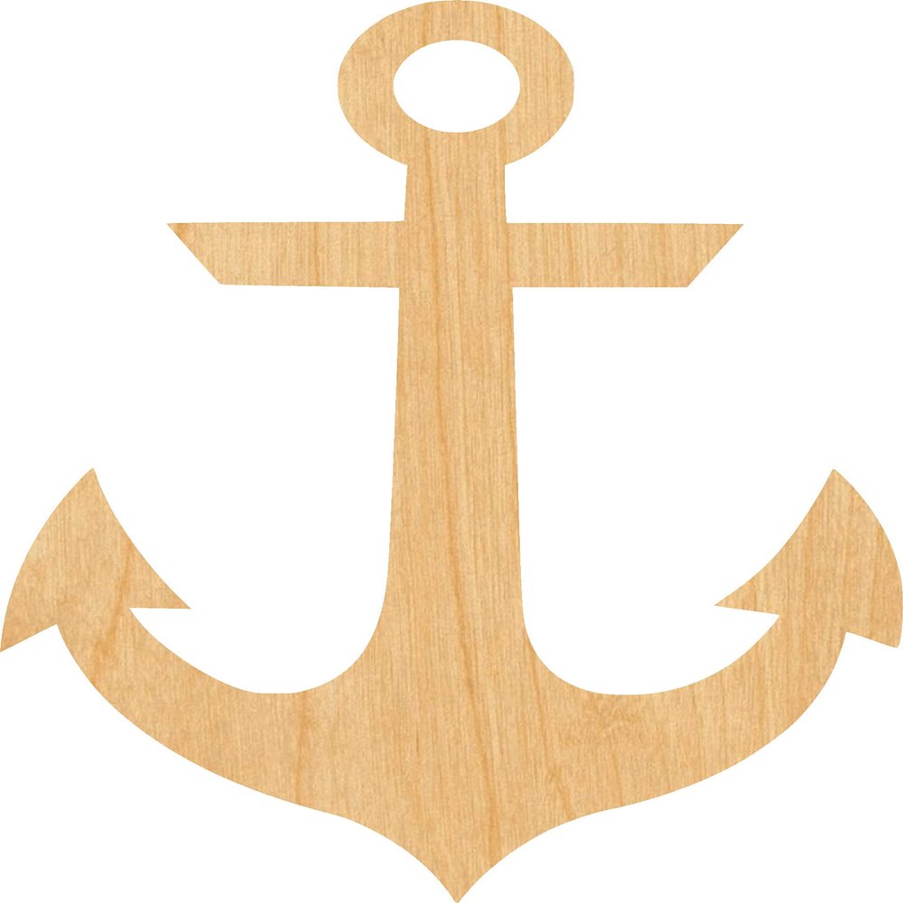 Anchor 3 Laser Cut Out Wood Shape Craft Supply - Woodcraft Cutout (2", 1/4" Thickness)