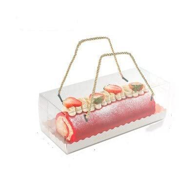 Crysdaralovebi 10pcs Chocolate Cake Packaging Box Portable Swiss Roll Transparent Box Towel Roll Pastry Baking Packaging Party Birthday (1)