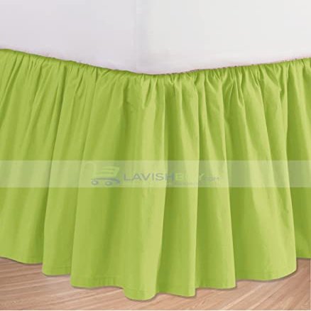 Rainbowlinens Luxury Soft Fluffy Sage Ruffled Bed Skirt Twin Size 14 Inch Drop Three Sided Coverage with 750 Thread Count Egyptian Cotton Long Lasting Lightweight Gatherd Bed Skirt