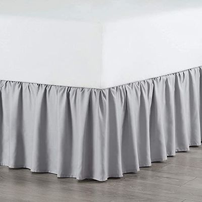 Rainbowlinens Luxury Soft Fluffy Silver Ruffled Bed Skirt Twin XL Size 10 Inch Drop Three Sided Coverage with 750 Thread Count Egyptian Cotton Long Lasting Lightweight Gatherd Bed Skirt