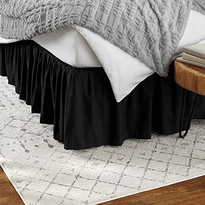 Rainbowlinens Luxury Soft Fluffy Black Ruffled Bed Skirt Twin Size 25 Inch Drop Three Sided Coverage with 750 Thread Count Egyptian Cotton Long Lasting Lightweight Gatherd Bed Skirt