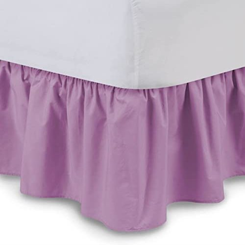Rainbowlinens Luxury Soft Fluffy Lilac Ruffled Bed Skirt Full XL Size 15 Inch Drop Three Sided Coverage with 750 Thread Count Egyptian Cotton Long Lasting Lightweight Gatherd Bed Skirt