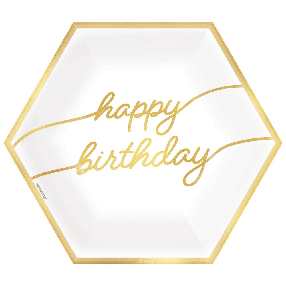 Round Paper Plates, 9" (Pack of 8) - Dazzling Multicolor Paper Plates for Unforgettable Celebrations, Golden Age Birthday