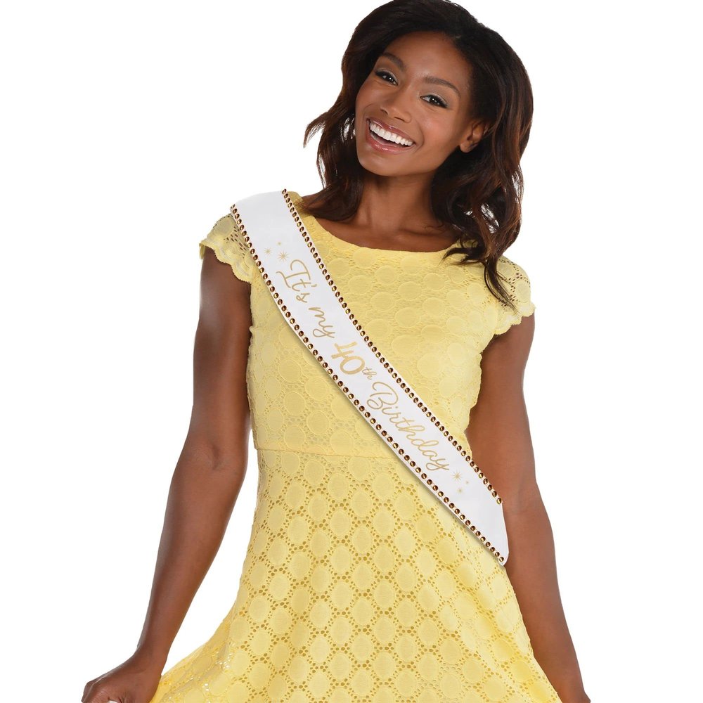 Stunning Golden Age Birthday Fabric Sash - 30" (1 Count) - Premium Celebration Keepsake, Stand Out & Make Memories, 40th