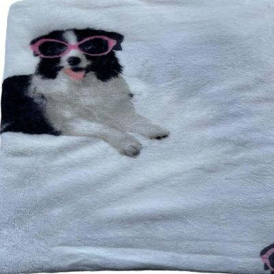 BBO JustHome Fun Print Soft Cozy Lightweight 50 x 60 Fleece Throw Blanket (Fancy Dog with Glasses)