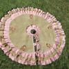 Burlap Pink Tree Skirt with Pink Crocheted Gingerbread Man Dusty Pink Ruffle Christmas Tree Skirt Rustic Holiday Decor Pink Xmas Tree (40, Standard) view 2