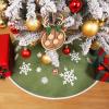 MACTING Christmas Small Tree Skirt, 30 Inch Green Burlap Tree Mat with White Snowflake Printed for 5FT Xmas Tree Farmhouse Holiday Party Indoor Home Decorations view 2