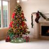 MACTING Christmas Small Tree Skirt, 30 Inch Green Burlap Tree Mat with White Snowflake Printed for 5FT Xmas Tree Farmhouse Holiday Party Indoor Home Decorations view 3