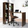 Computer Desk, L-Shaped Desk with 6-Tier Storage Shelves, Multifunctional Wood Writing Table for Home Office Study (Walnut+Wood) view 1