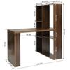 Computer Desk, L-Shaped Desk with 6-Tier Storage Shelves, Multifunctional Wood Writing Table for Home Office Study (Walnut+Wood) view 2