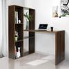 Computer Desk, L-Shaped Desk with 6-Tier Storage Shelves, Multifunctional Wood Writing Table for Home Office Study (Walnut+Wood) view 3