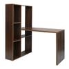 Computer Desk, L-Shaped Desk with 6-Tier Storage Shelves, Multifunctional Wood Writing Table for Home Office Study (Walnut+Wood) view 4