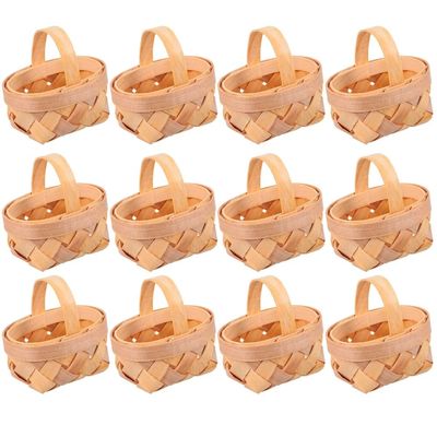 12pcs Wood Chip Mini Baskets Manual Woven Baskets Woven Baskets Ornaments