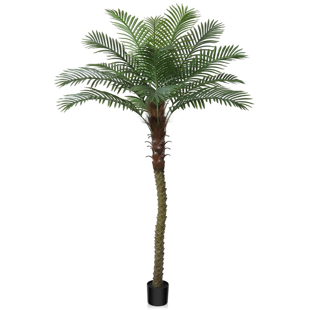 Ferrgoal 7Ft Artificial Sago Palm Tree Tall Fake Palm Plant with 12 Pcs Adjustable Leaves Tropical Decor Plastic Faux Tree in Pot Realistic Fake Plants for Home Indoor Office Patio Porch