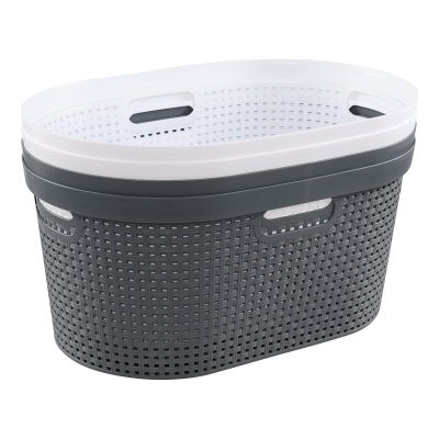 Pekky 4 Pack Laundry Basket with Cutout Handles, 40 L Plastic Hampers for Laundry