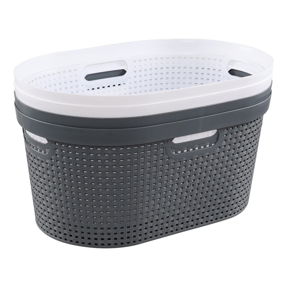 Pekky 4 Pack Laundry Basket with Cutout Handles, 40 L Plastic Hampers for Laundry