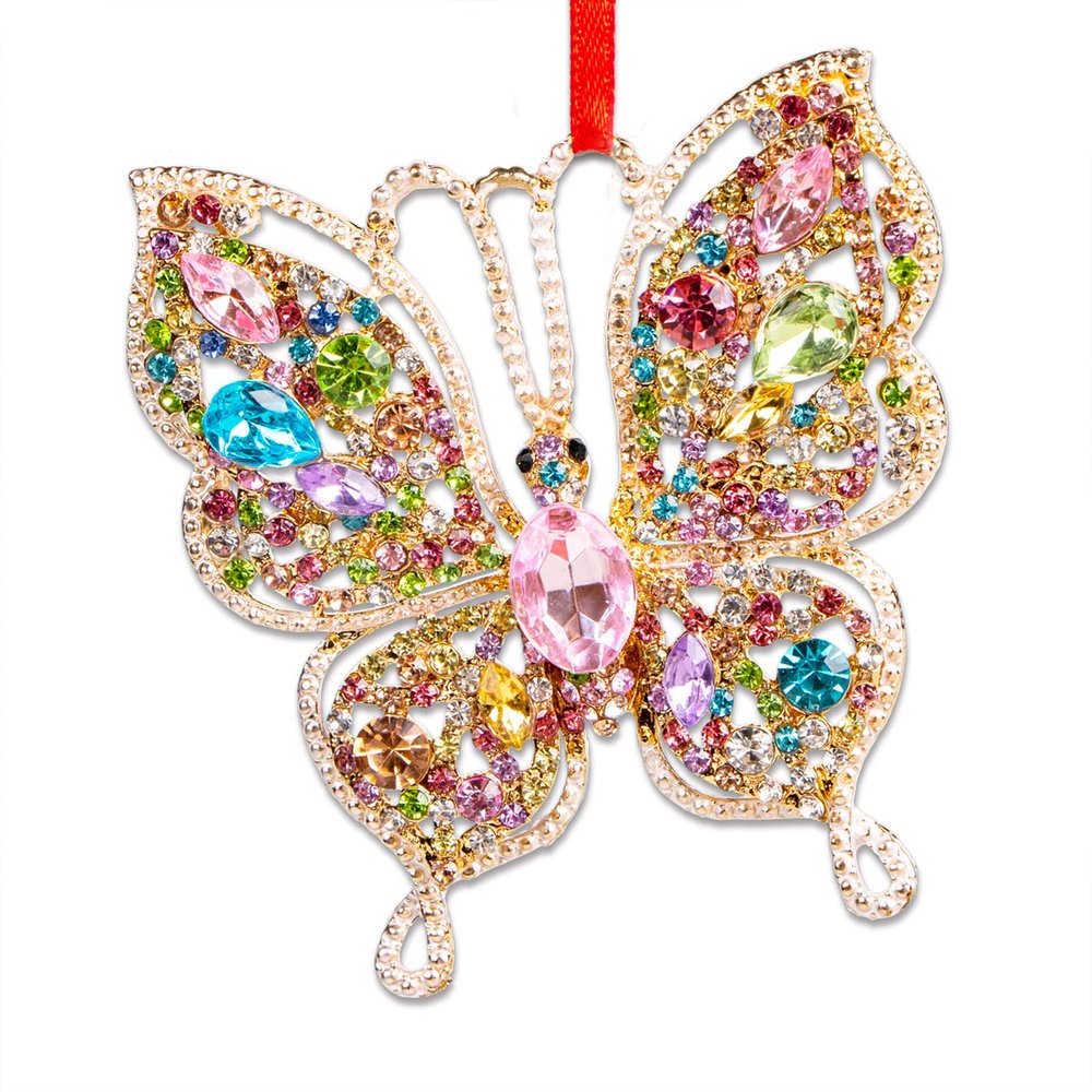 PETCEE Butterfly Christmas Ornaments 2025 - Girly Colorful Metal Butterfly Christmas Tree Decorations for Girls Kids Beautiful Cute Pretty Ornaments Keepsake Gifts for Women Mom Grandma