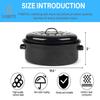 14.6 Inch Roasting Pan with Lid - Covered Oval Roaster - Enamel Carbon Steel Roaster Pot - Excellent Heat Distribution and Non-sticky - for Turkey Chicken Meat & Vegetables -Birthday and Holiday gift view 2