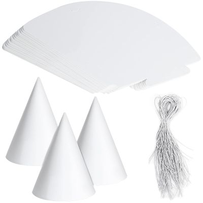 Welecom 30 PCS White Cone Hats Party Hats DIY for Kids Adult - One size fits all - 6.3 5.9 7.9 inch - Paper - Hand Wash Only - Costume Headwear - Halloween, Christmas, Thanksgiving, Birthday