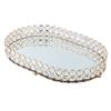 Golden Jewelry Storage Box Tray Glass Mirrored Crystal Cosmetic Make Up Organizer Home Decoration Rack Desktop Plate Tray (Large) view 1
