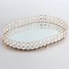 Golden Jewelry Storage Box Tray Glass Mirrored Crystal Cosmetic Make Up Organizer Home Decoration Rack Desktop Plate Tray (Large) view 2