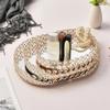 Golden Jewelry Storage Box Tray Glass Mirrored Crystal Cosmetic Make Up Organizer Home Decoration Rack Desktop Plate Tray (Large) view 3