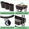 3-Tier Metal Utility Rolling Cart Storage Side End Table with Cover Board and Handle for Office Home Kitchen Organization, Black view 4