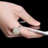 CAOMIAN Natural Jadeite Jade Ring with 925 Sterling Silver Rings 925 Ring Nickles Women Lotus Jade Ring for Women Jade Jewelry view 3