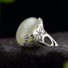 CAOMIAN Natural Jadeite Jade Ring with 925 Sterling Silver Rings 925 Ring Nickles Women Lotus Jade Ring for Women Jade Jewelry view 4