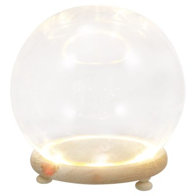 1 Set Clear Glass Cloche Dome with Wooden Base 15cm Glowing Terrarium Keepsake Display Globe LED Fairy Light Display Case for Succulents Rose Flowers Home