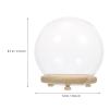 1 Set Clear Glass Cloche Dome with Wooden Base 15cm Glowing Terrarium Keepsake Display Globe LED Fairy Light Display Case for Succulents Rose Flowers Home view 2