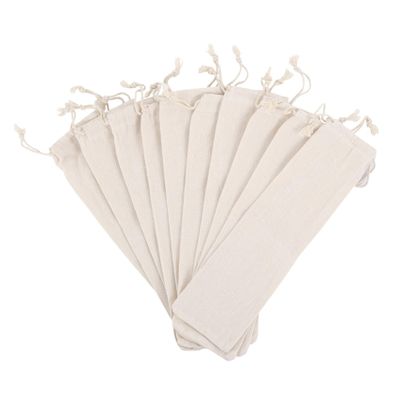 15pcs Cotton Muslin Storage Pouches Reusable Drawstring Bags Straw Storage Pouch Cotton Tote Bags for Kitchen