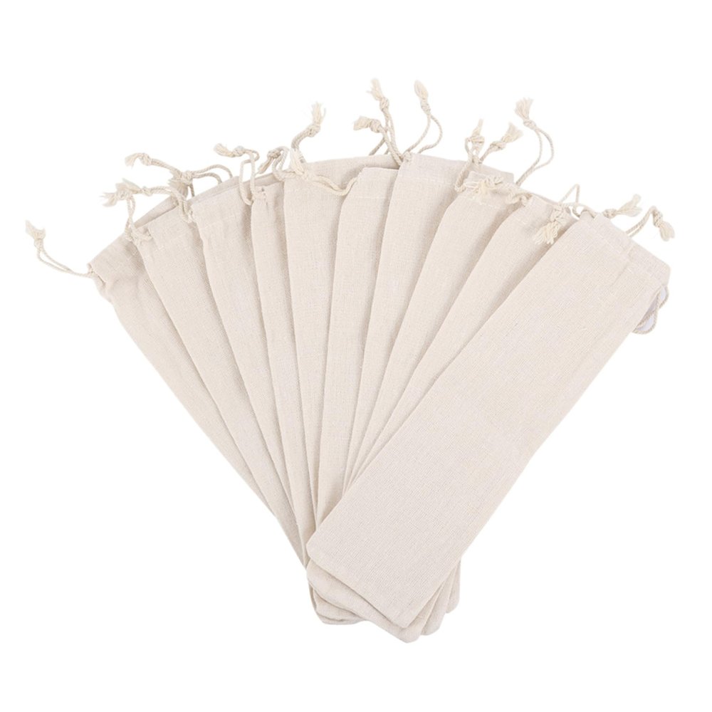 15pcs Cotton Muslin Storage Pouches Reusable Drawstring Bags Straw Storage Pouch Cotton Tote Bags for Kitchen