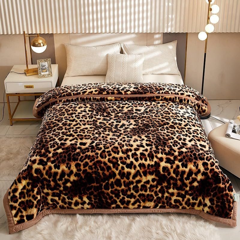 LGYKUMEG Mink Blankets, Korean Heavy Plush 9 LB 2 Ply 79 * 91 inch Thick Blankets Queen Size Raschel Sliky Soft and Warm Throw for Autumn Winter(Brown)