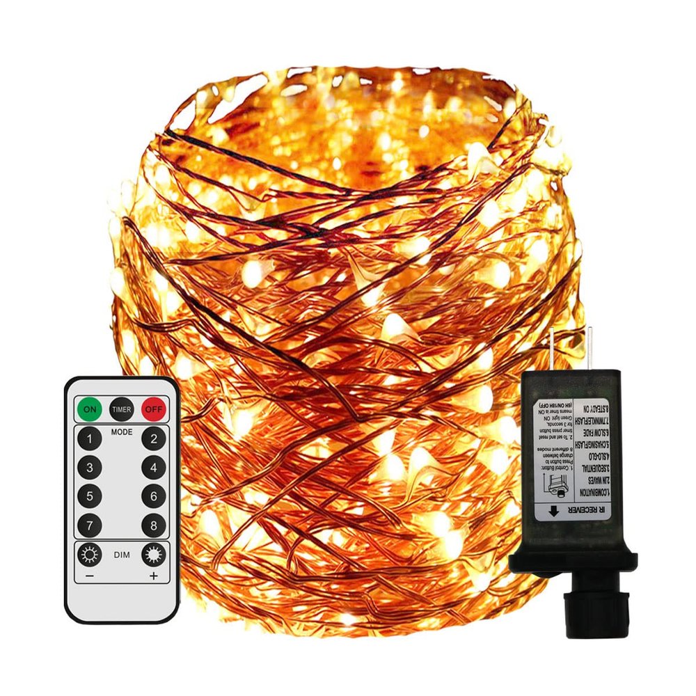 Dreamworth Copper Wire Led String Lights, Plug in 165ft 50M 500 Led Fairy Lights with Remote 8 Modes Timer Dimmable for Indoor Outdoor Christmas Bedroom Wedding (Warm White)